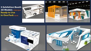 3D model Pack 3-   5 Exhibition  3 Side Open