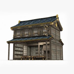 3D Ancient houses and teahouses in Asia model
