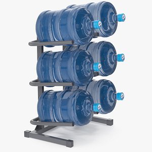 3D Water Cooler Jug Rack for 6 Bottles Gray