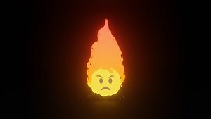 cartoon Fire angry emoji 3d model for blender