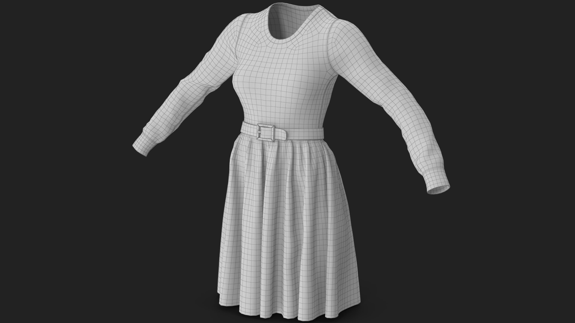 Dress Black with Belt 3D https://p.turbosquid.com/ts-thumb/sa/ydFDWj/oR/wireframe_02/jpg/1753771998/1920x1080/fit_q87/b1a481bfb959632c994143d001cac5731e77c8e9/wireframe_02.jpg