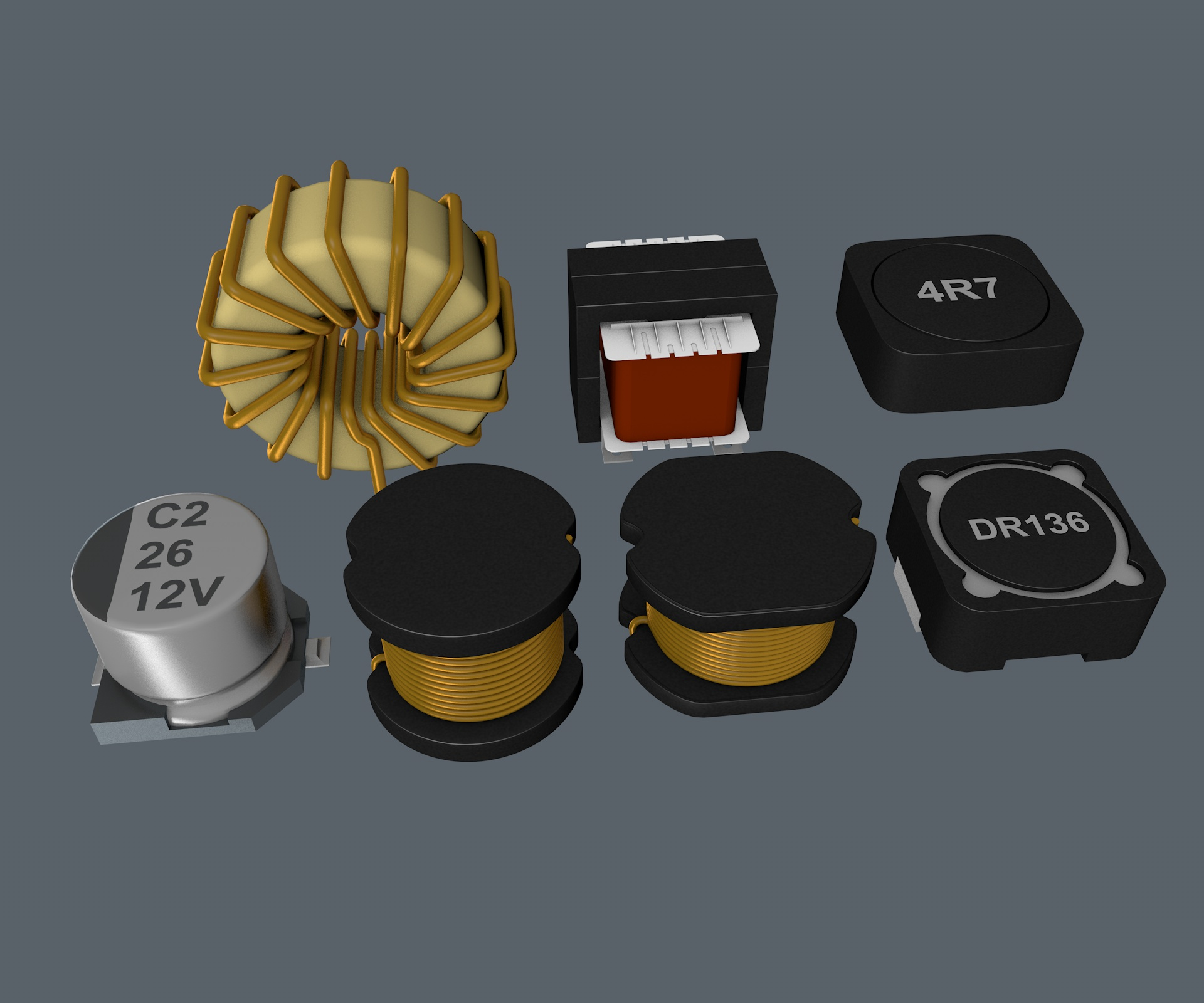 Electronic inductor component 3D - TurboSquid 1693396
