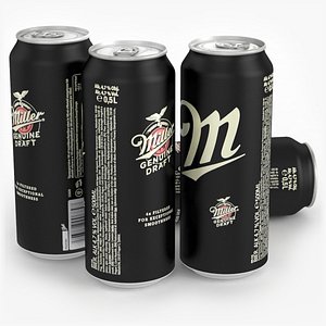 3D Beer Can Miller Genuine Draft Black 500ml 2025