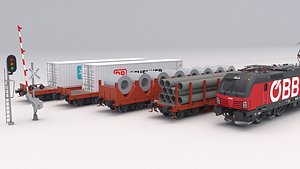 3D cargo train obb car