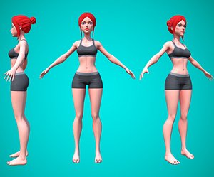 Liana-Stylized Female Character - Game Ready Base mesh model model