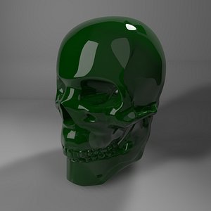 3D dark green glass skull