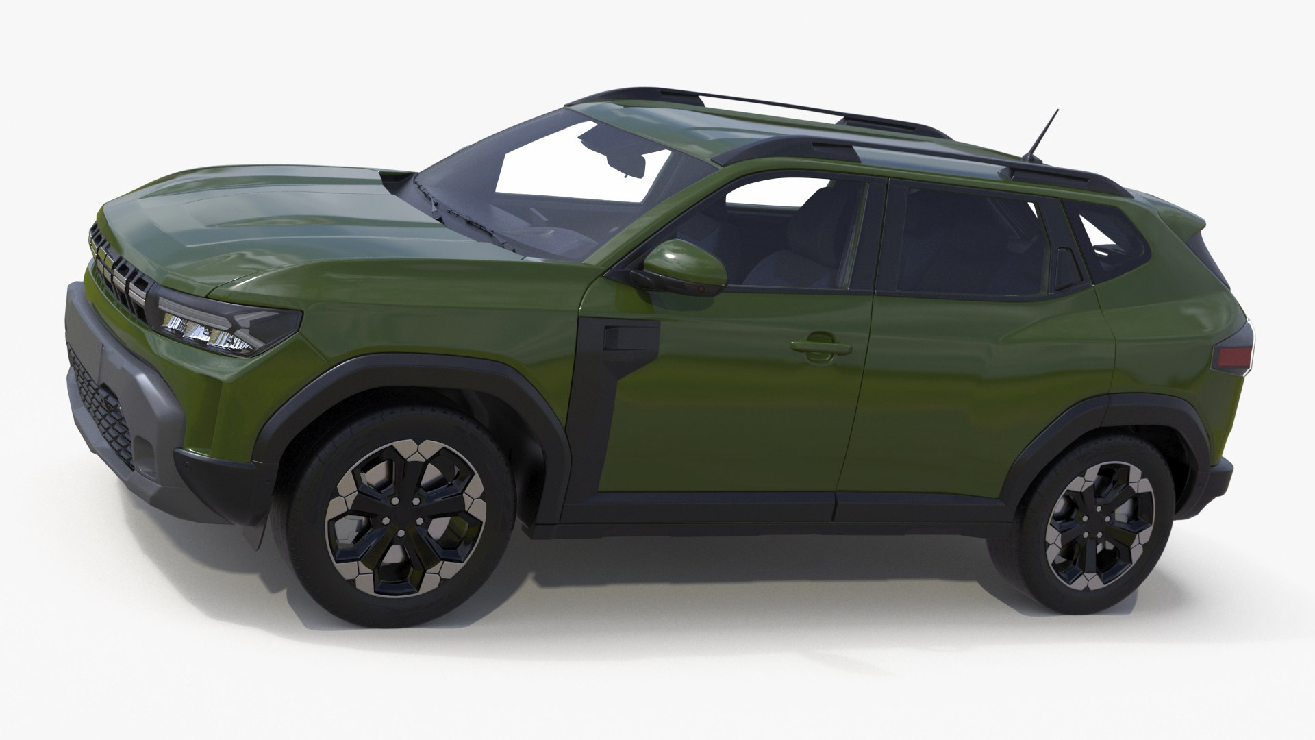 Modern Crossover SUV Simplified Green 3D model preview