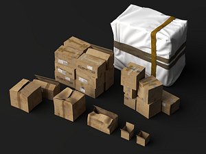3D model Cardboard Boxes And Parcels 3D Asset Pack