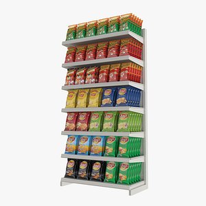 3D Supermarket Shelf Chips 01 model