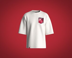 Mens oversized t-shirt with different fabric patch pocket
