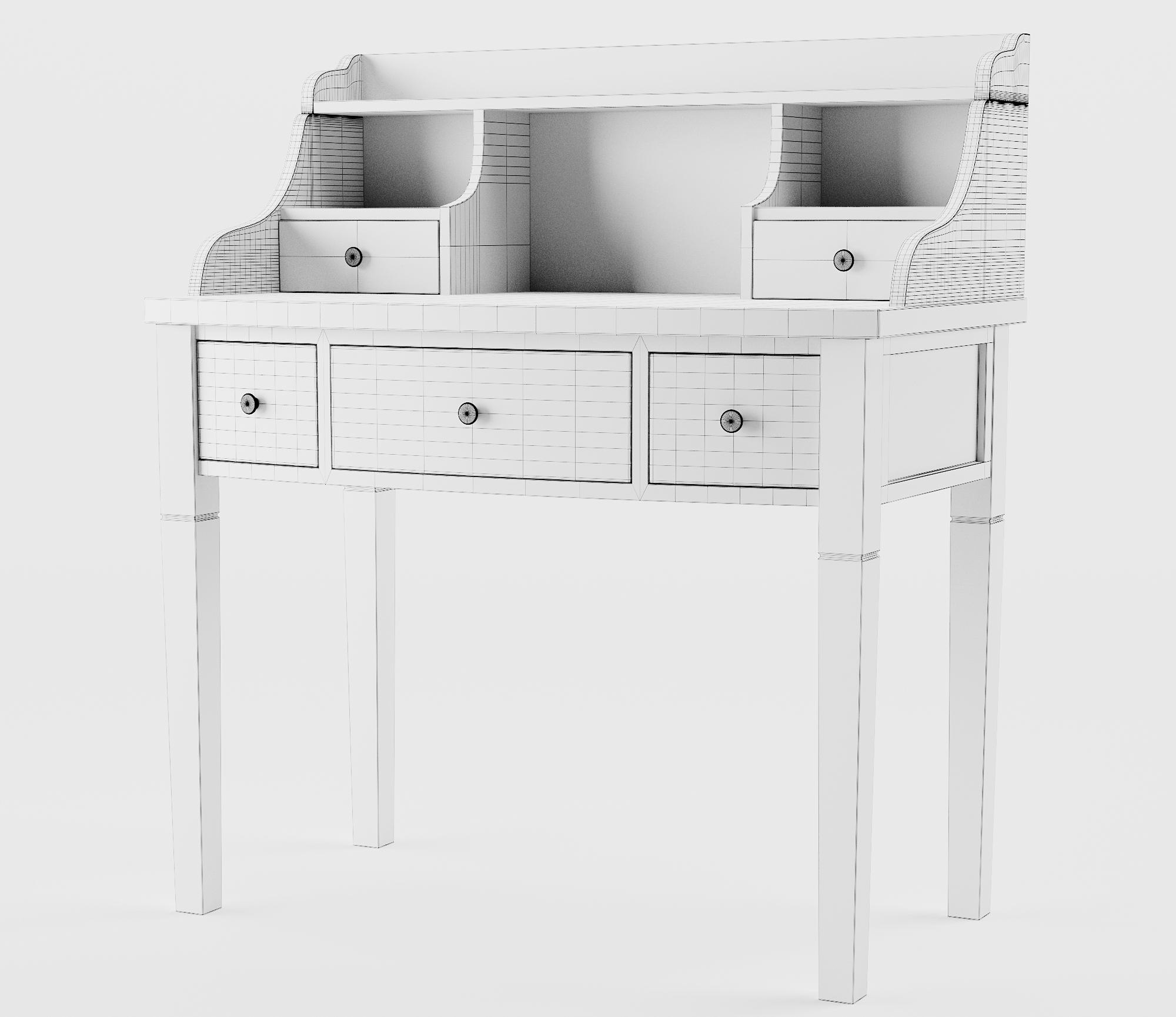 3D Oak writing desk with drawers model TurboSquid 1911227