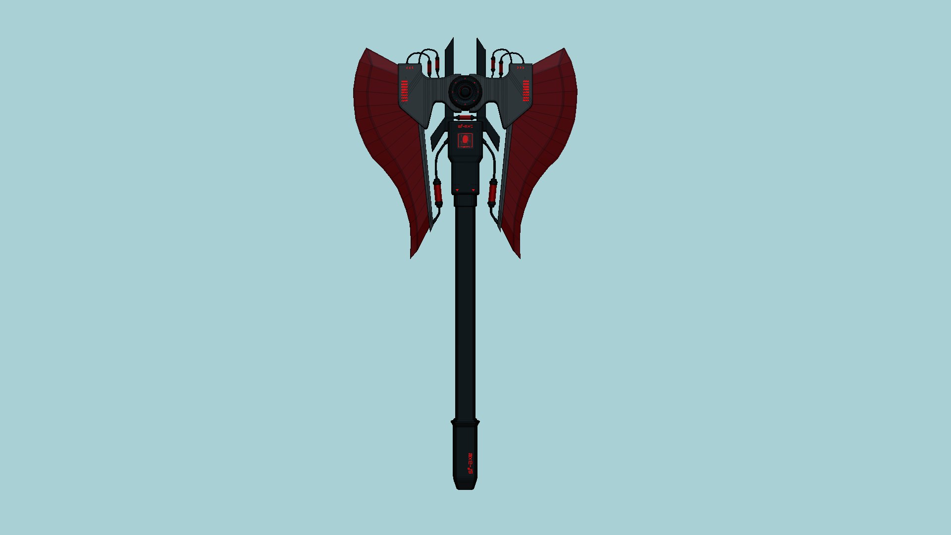 SciFi War Axe B04 Black Red - Sci Fi Weapon Design 3D model ...