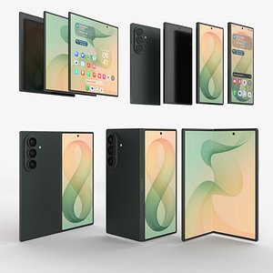 3D Samsung Galaxy Fold 8 Ultra  Green Shadow - Rigged  Animated