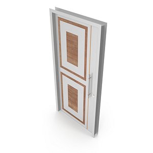Modern Design White Metal Steel Door with Wooden Details model
