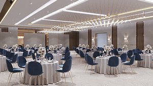 Modern wedding and Confrence Hall 01 3D model model