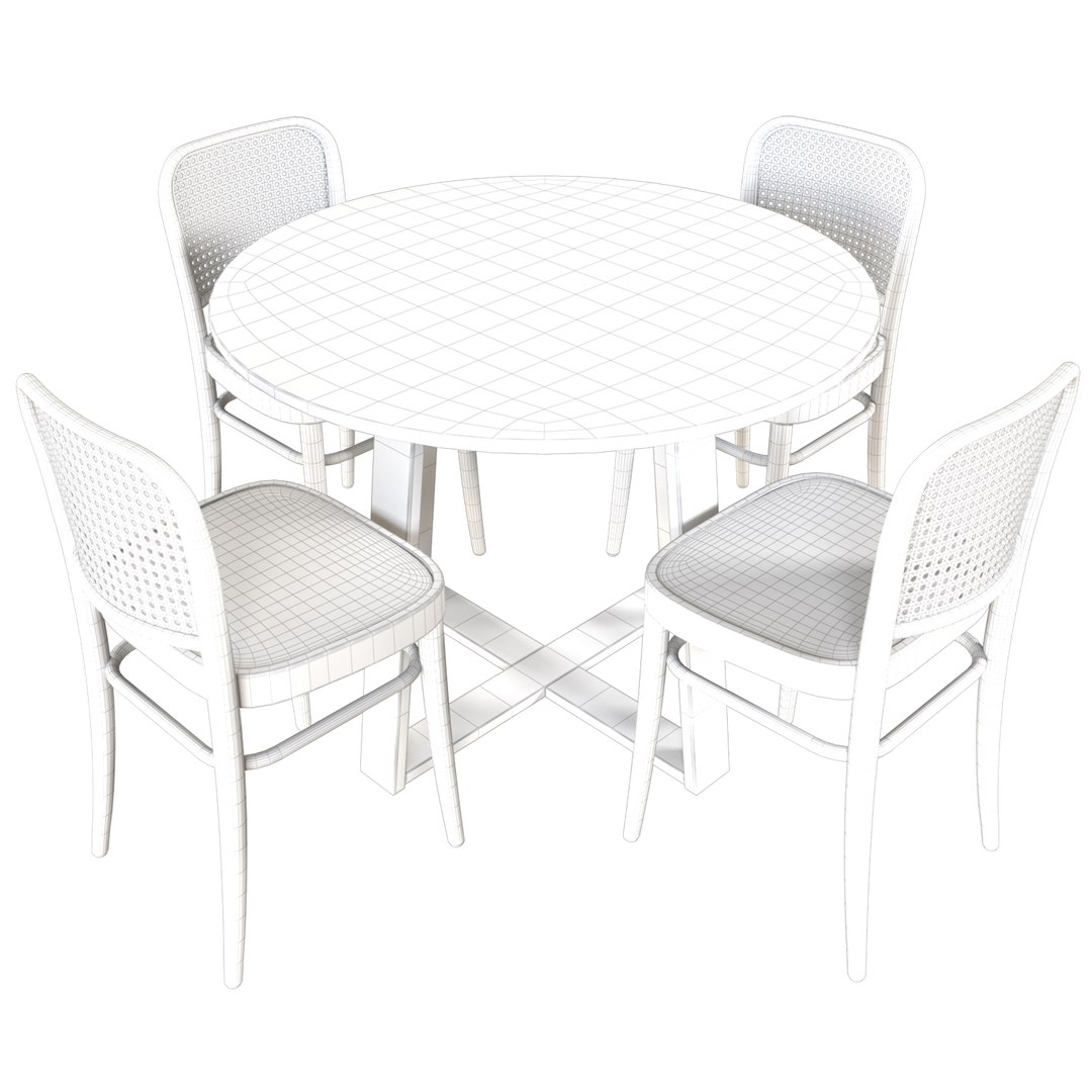 3D Olwen Oak Wood Round Dining Table And Hoffmann Replica Beech Wood