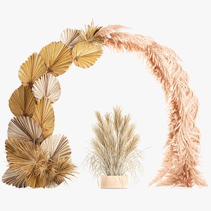 3D Wedding arch made of dry reeds and palm leaves for decor 1062