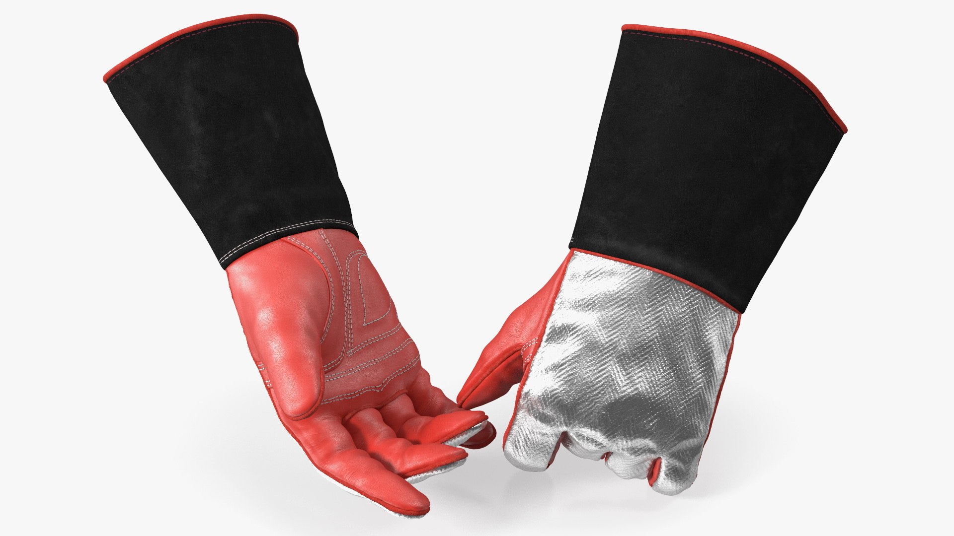 Aluminized Heat Reflective Welding Gloves 3D model preview