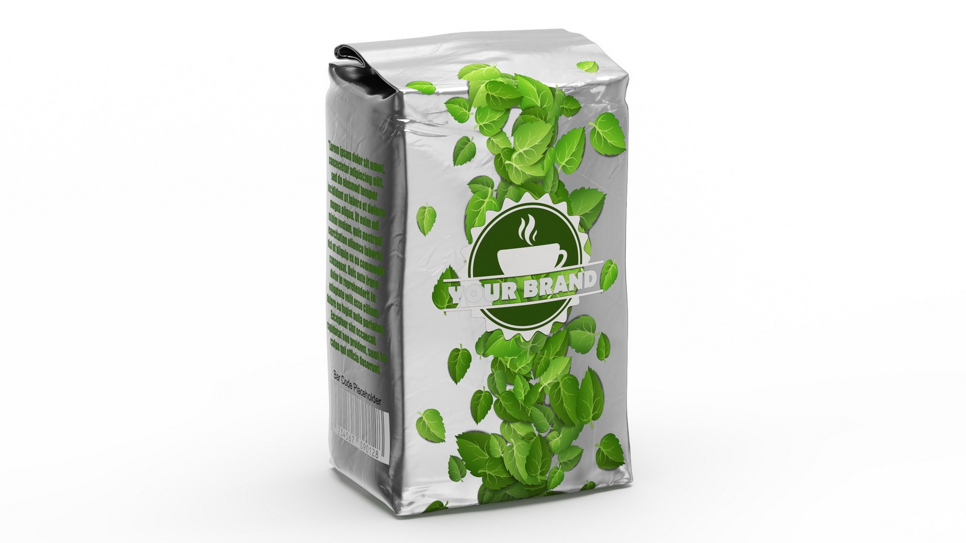 Foil Package 2lb Mockup Green 3D model preview