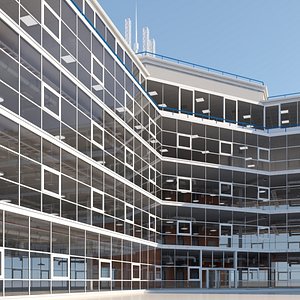 3D office building interior exterior