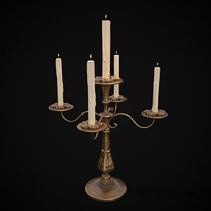 3D Ornamented Five Point Candelabra