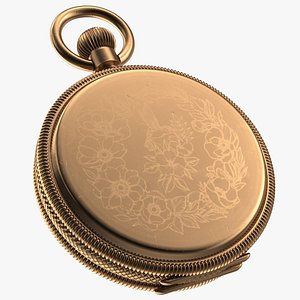 Vintage Brass Pocket Watch Closed 3D model