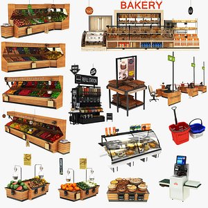 Natural Food Market Display Stand Collection