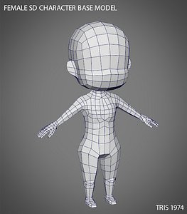 Female SD Character Base Low Poly Model