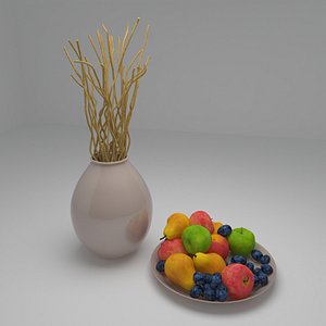 fruit decoration vase apples 3D model