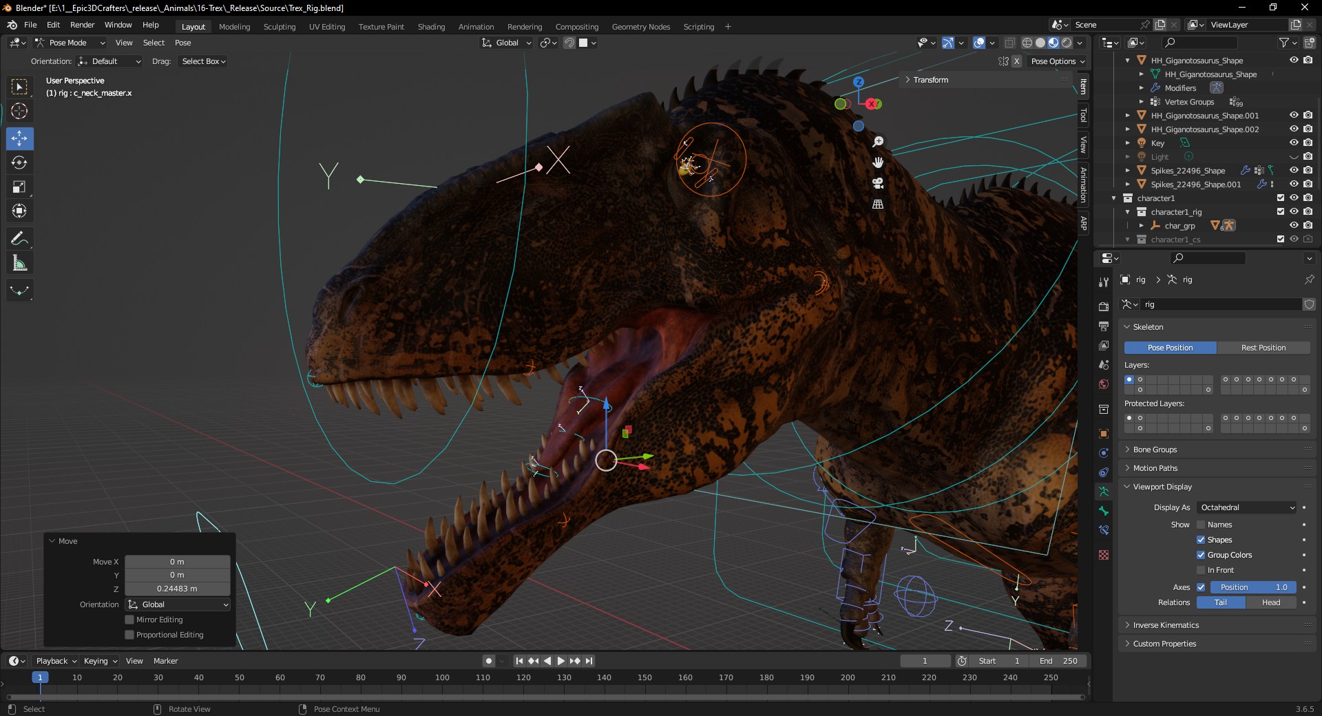 Predator Dinosaur Jurassic Giant TRex 3D Model Dino Low-poly 3D model ...