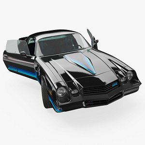 3D Classic Chevrolet Camaro Z28 Sports Car Black Rigged model