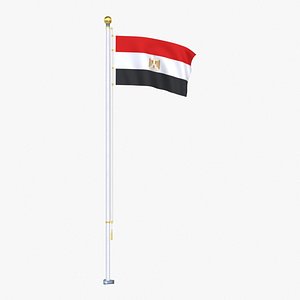 3D EgyptFlagStandPoleAnimated