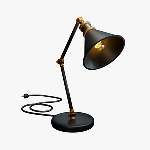 Vintage Desk Lamp - Black  and Gold - Metal 3D model