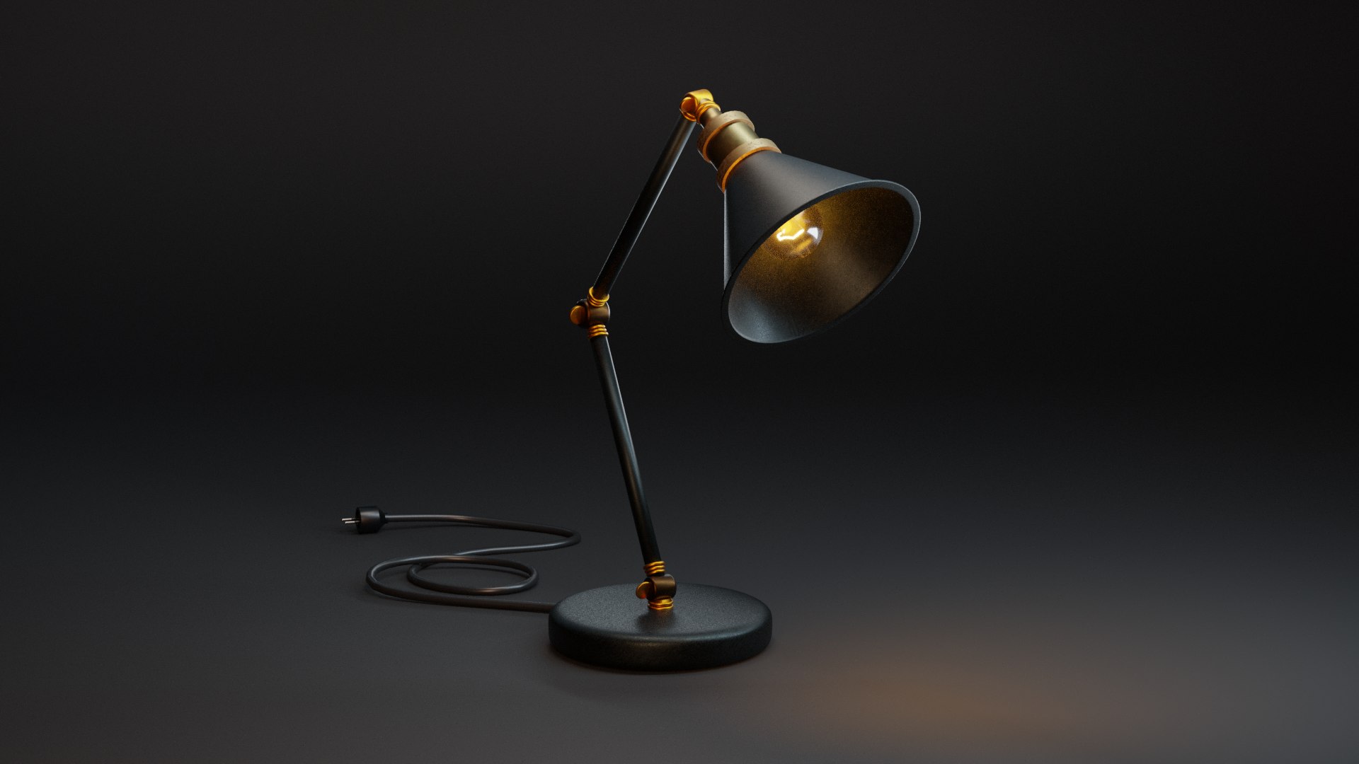 Vintage Desk Lamp - Black And Gold - Metal 3D Model - TurboSquid 1971749