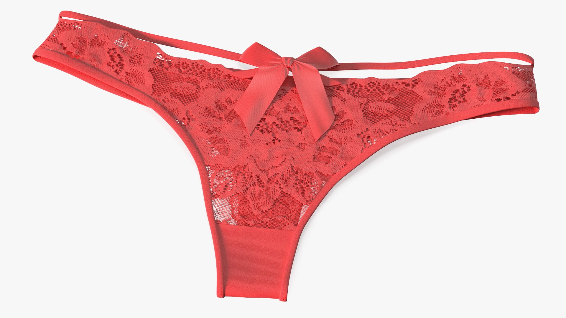 Lace Thong Red 3D model preview