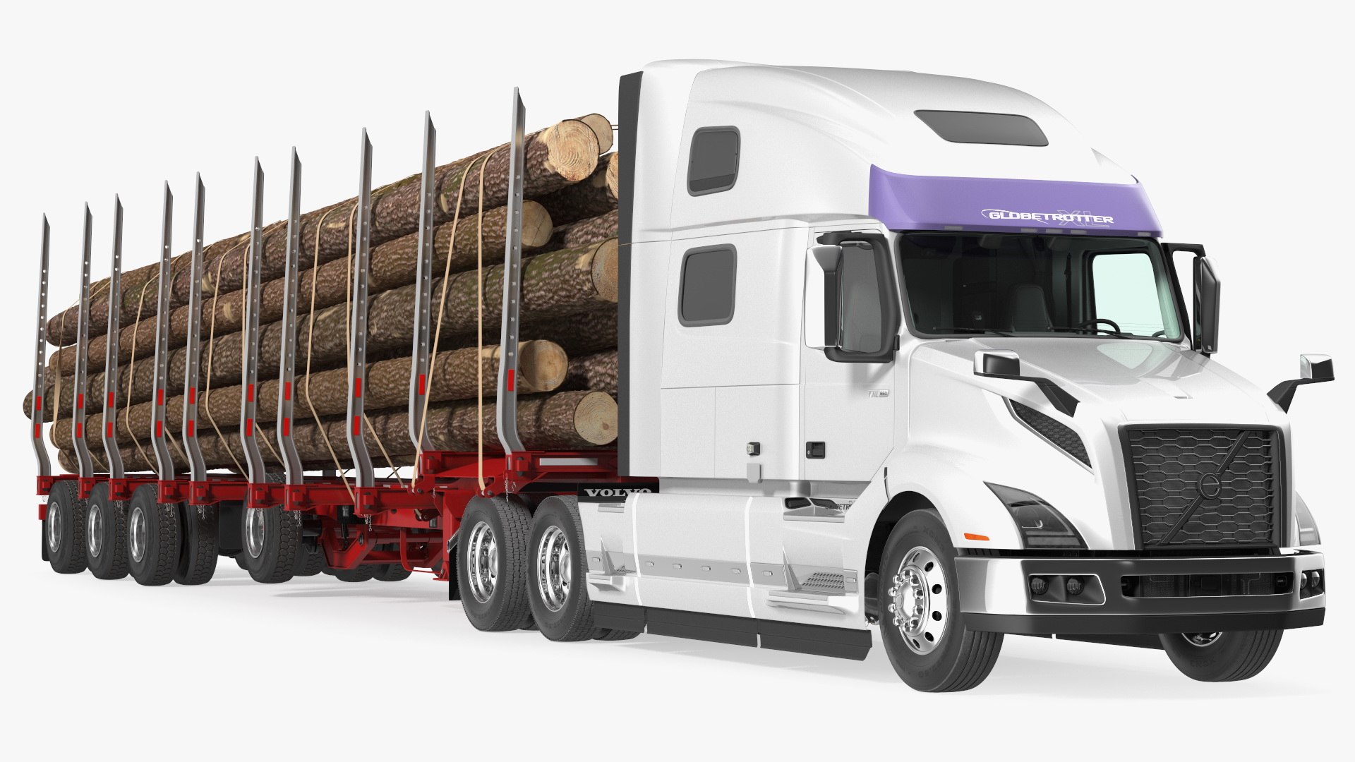 Volvo VNL 860 Truck with Logging Trailer 3D model preview