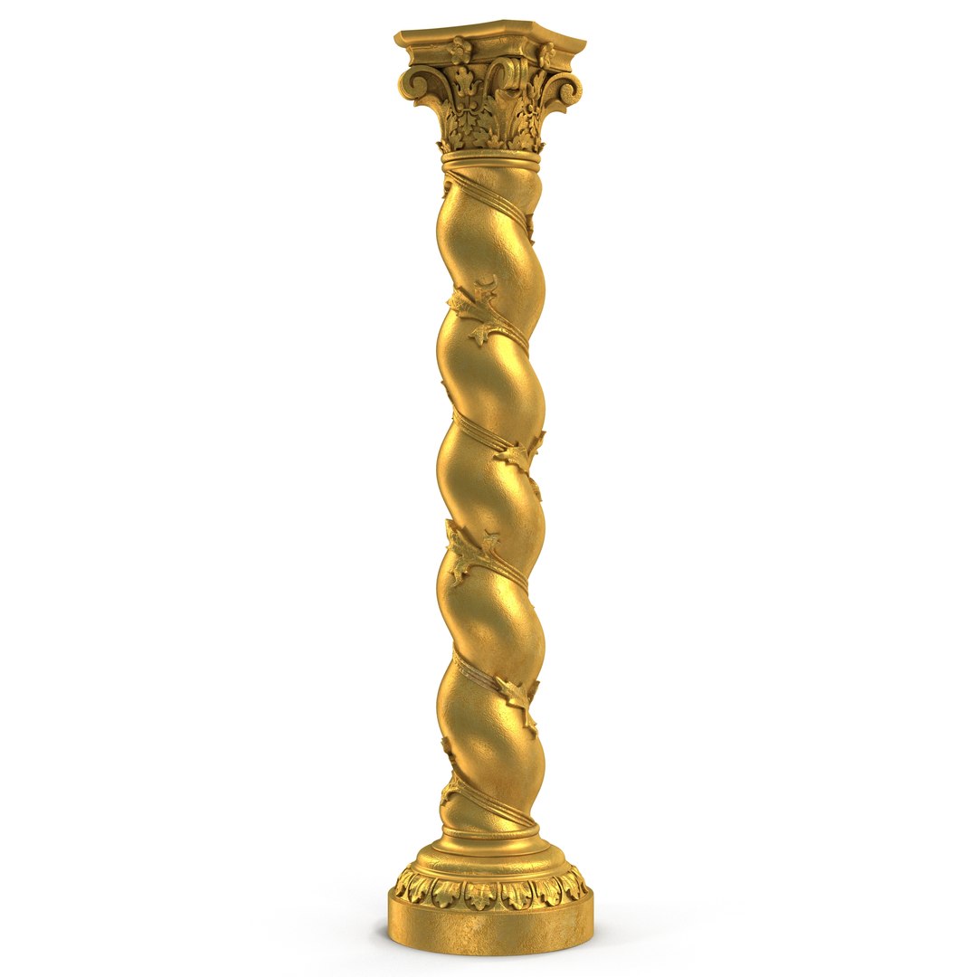 Solomonic Column Gold 3D model preview