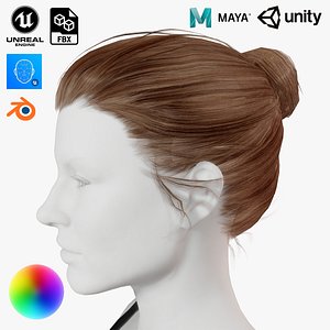 Free Realistic Female hair 3D model
