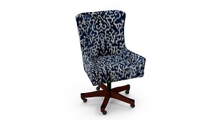 3D Blue Transitional Swivel Upholstered Desk Chair