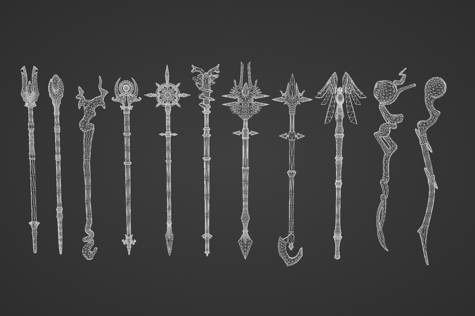 3D Fantasy Staff Set 05 - TurboSquid 1723076