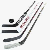 Bauer Hockey Sticks and Puck