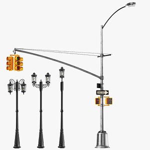 Detailed Street Lights Collection model