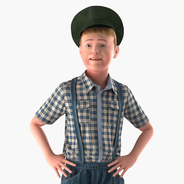 realistic child boy rigged 3D