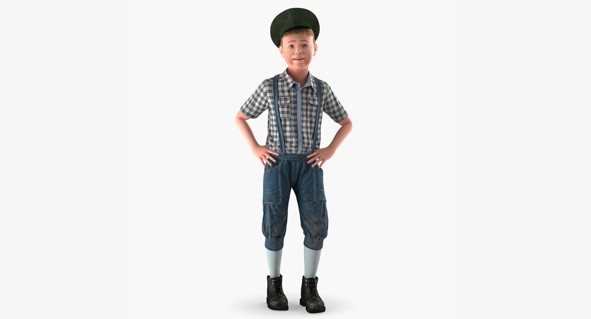 Realistic Child Boy Rigged 3D Model 3D model preview