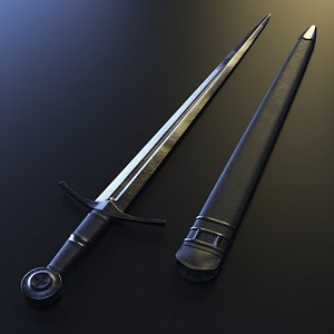 European Knight Sword with Leather Sheath