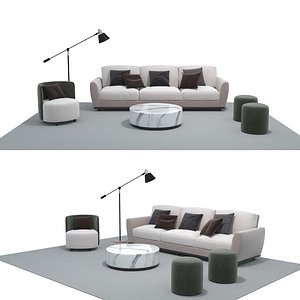 Fabric sofa set5 3D