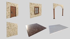 Modular 3D kit construction Historical interior Antique model pieces assembly 3D model
