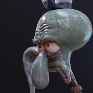 realistic squidward tentacles with tripple eyebags 3d model