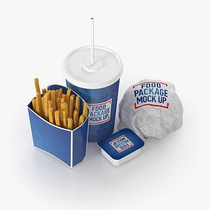 fast food set burger 3D model