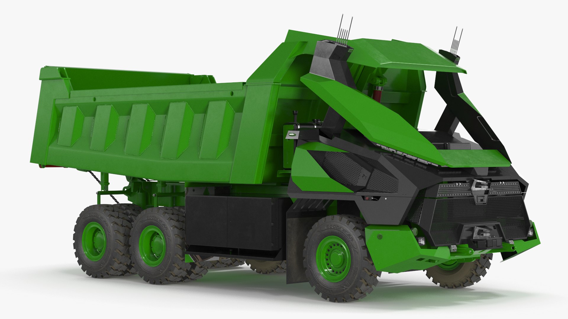 Autonomous Electric Mining Truck Green 3D model preview